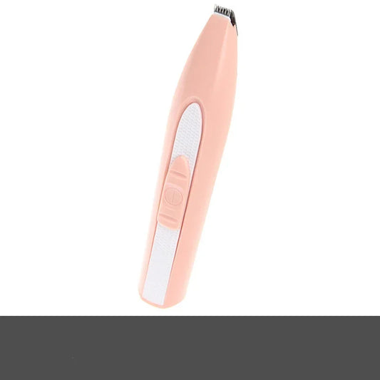 Pink electric pet grooming trimmer with white grip, ideal for fur-free living and precise pet hair care