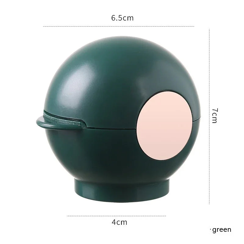 Green spherical container with pink accent, 7cm height, compact design for home storage