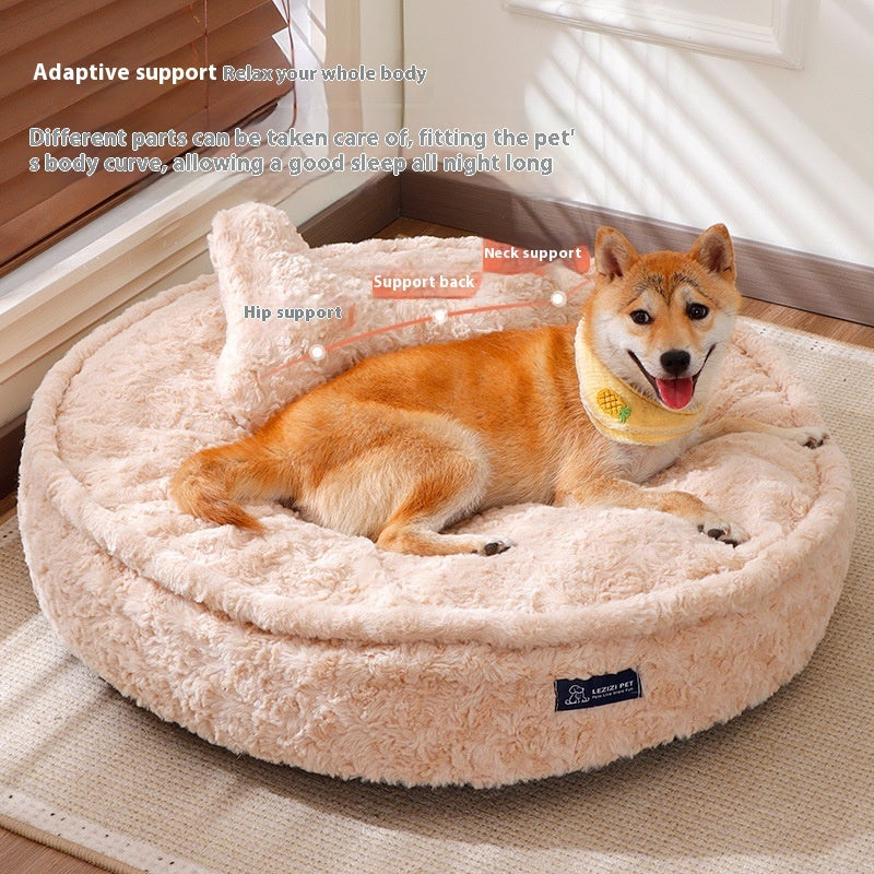 Round Washable Pet Bed — Soft Removable Cover Nest for Cats & Dogs (S/M/L/XL)