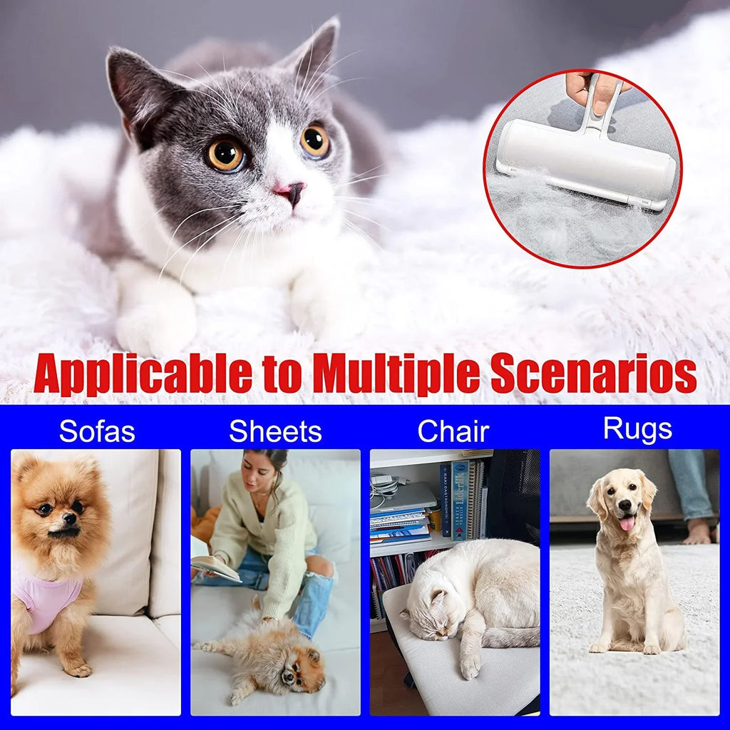 Pet hair remover tool for sofas, sheets, chairs, rugs — effective for cats & dogs