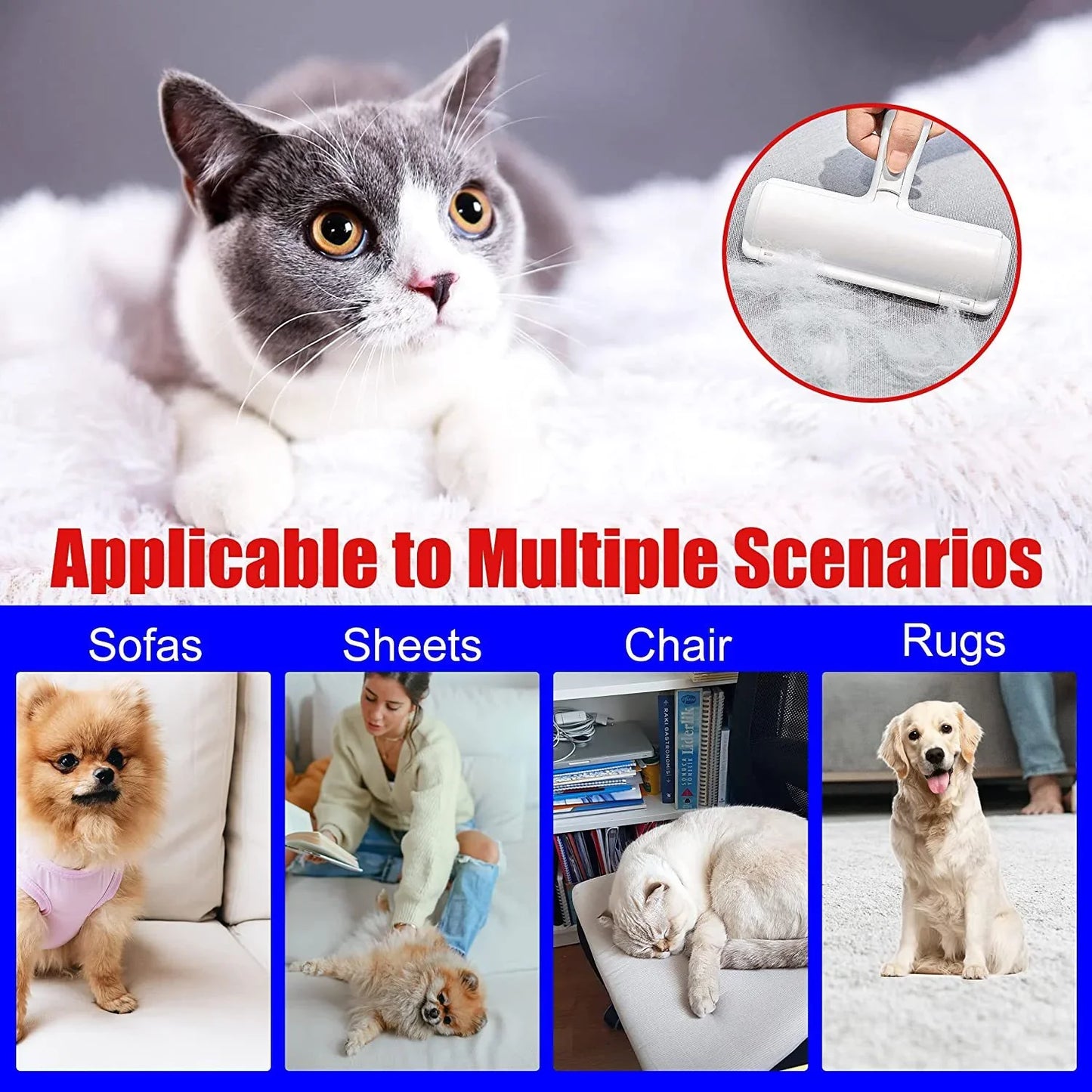 Reusable Pet Hair Picker Roller — No Refills Needed, Works on Any Surface