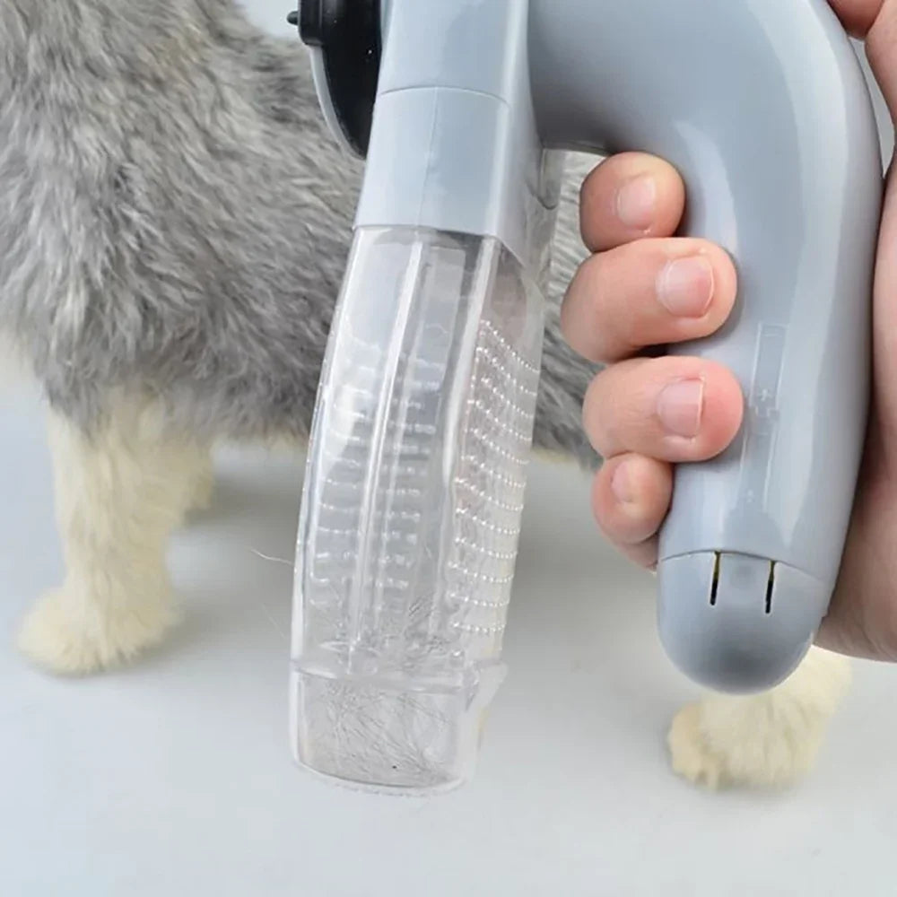 Using cordless pet fur remover on a dog