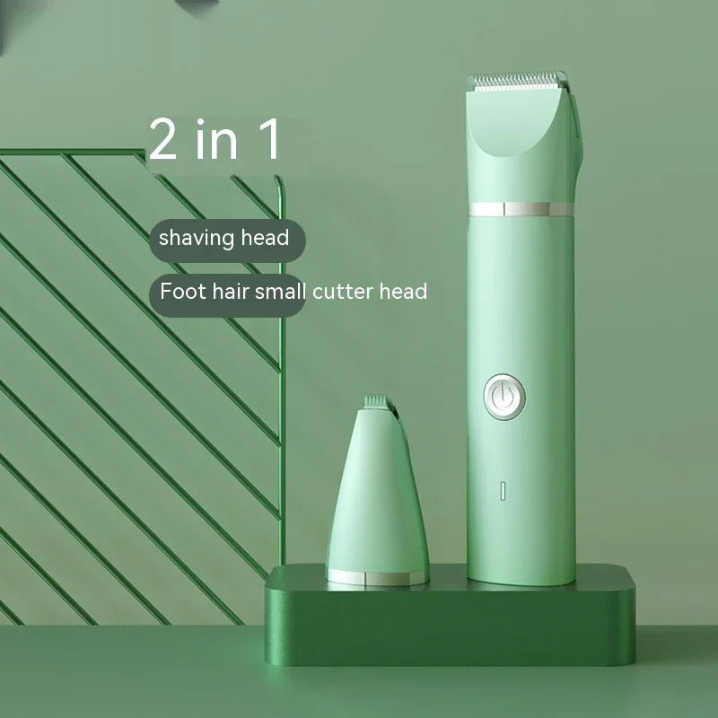 2-in-1 electric shaver with shaving head and foot hair cutter attachment, mint green design