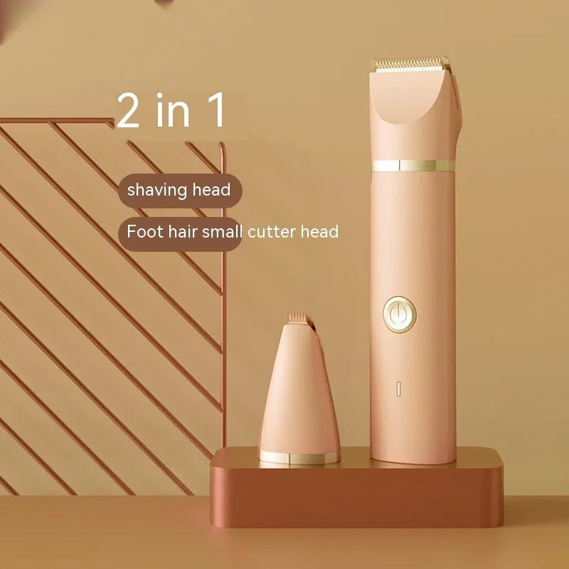 2-in-1 pink electric shaver with foot hair cutter attachment for smooth skin care