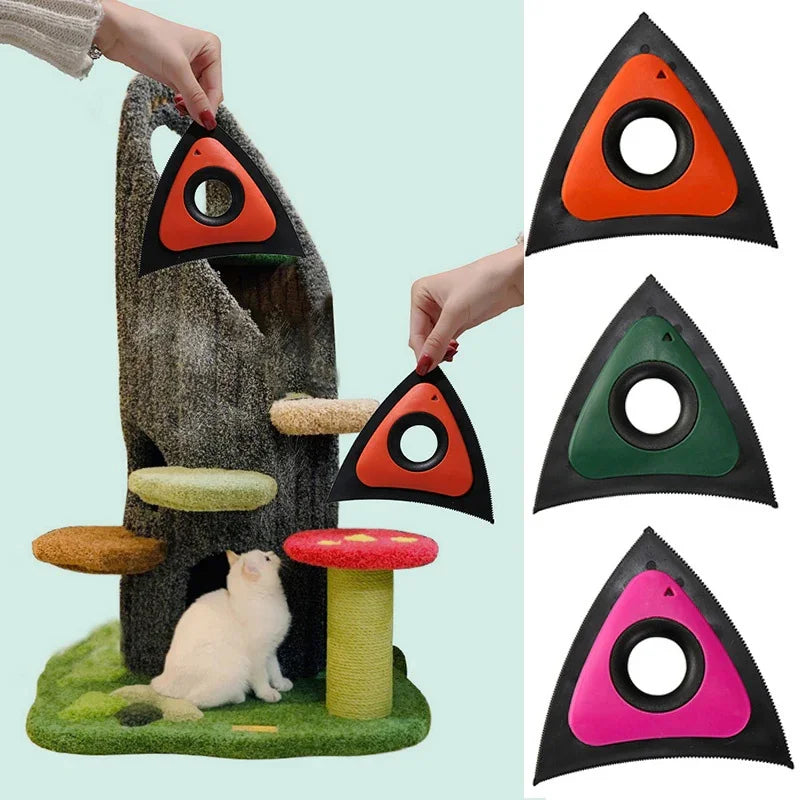 Triangle cat scratcher attachment for cat tree, available in orange, green, pink