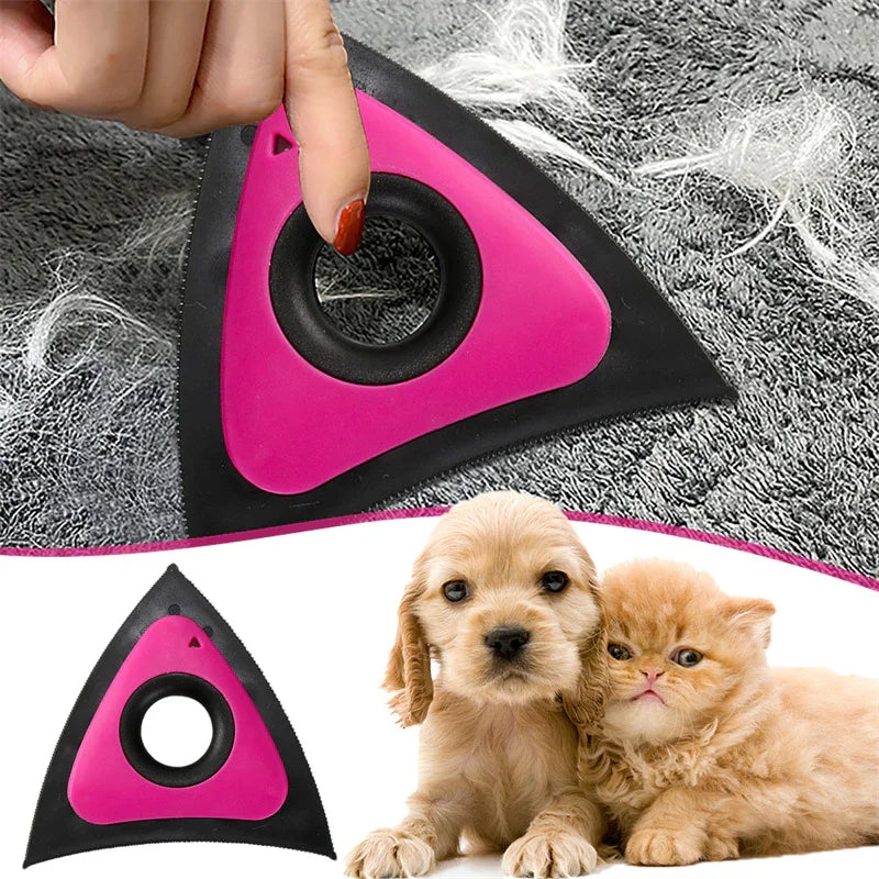 Pink pet hair remover tool for couches, beds, and carpets — ideal for dog and cat fur cleanup