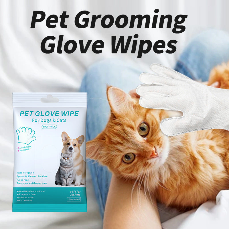 Disposable Pet Cleaning Gloves — No-Rinse Dry Bath Wipes for Cats & Dogs