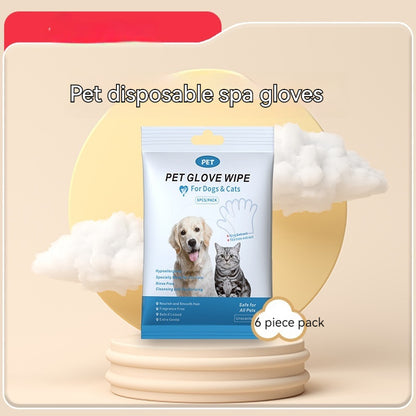 Disposable Pet Cleaning Gloves — No-Rinse Dry Bath Wipes for Cats & Dogs