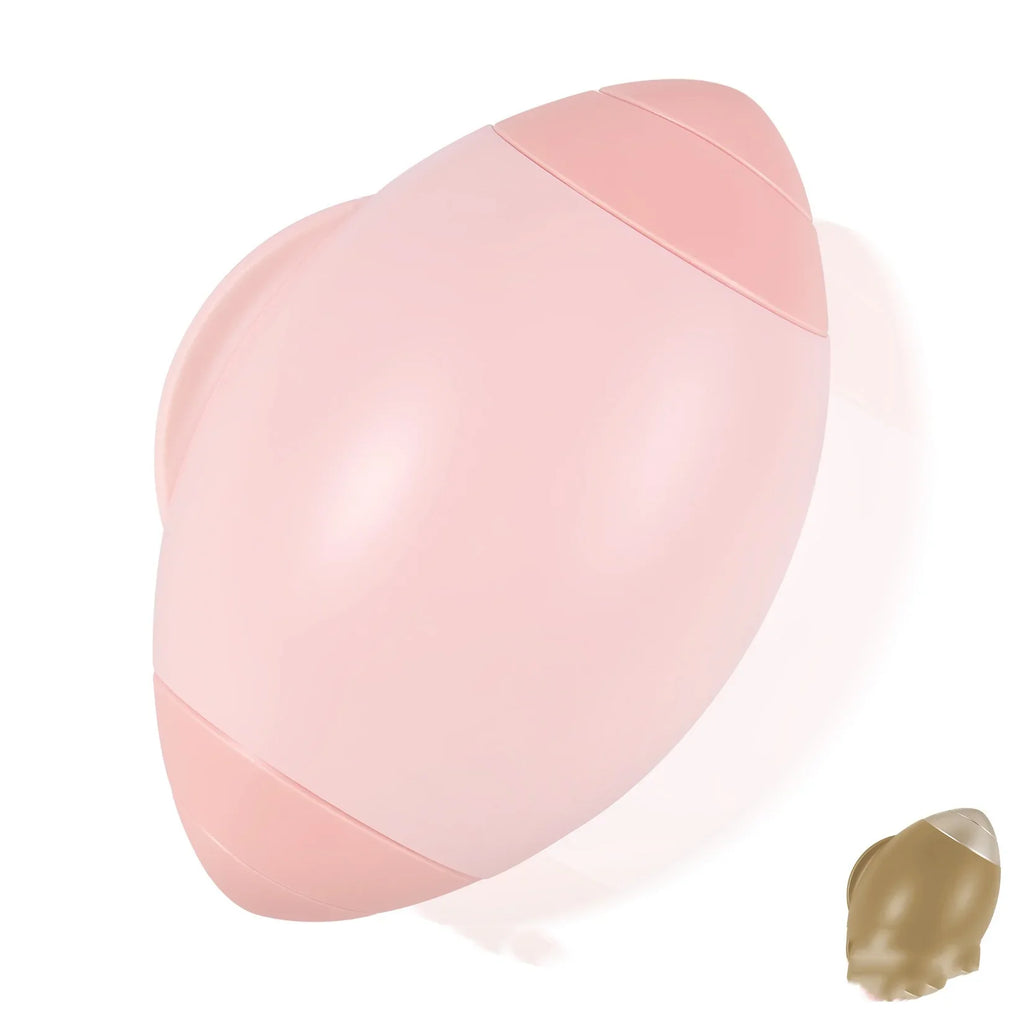 Pink egg-shaped personal massager with gold accent, sleek design for intimate wellness