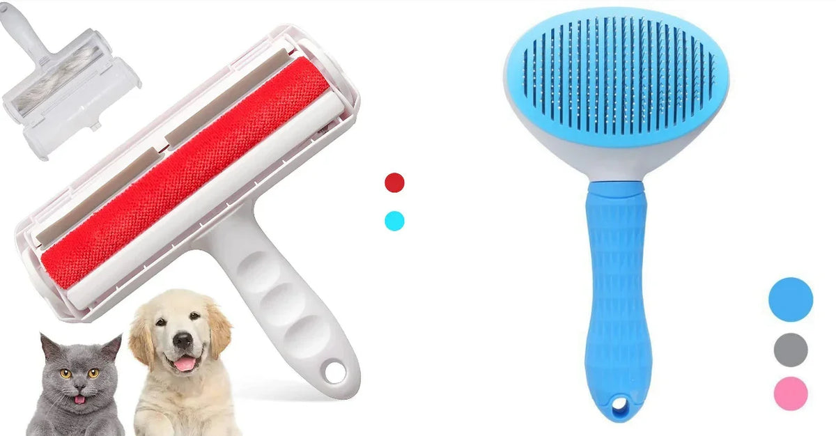 Pet grooming tools: lint roller & deshedding brush for dogs and cats, fur-free home essentials