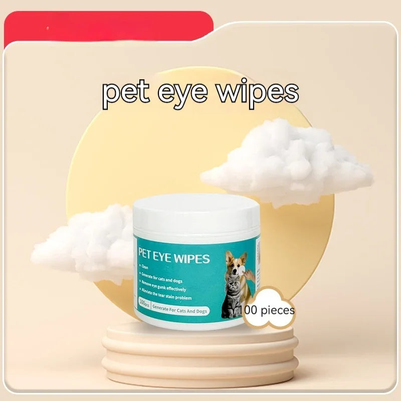 Pet eye wipes for cats and dogs, 100 pieces, gentle cleaning for tear stains and eye gunk