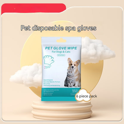 Disposable Pet Cleaning Gloves — No-Rinse Dry Bath Wipes for Cats & Dogs
