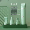 4-in-1 pet grooming kit with shaving, foot hair, grinding, and curved scissors heads